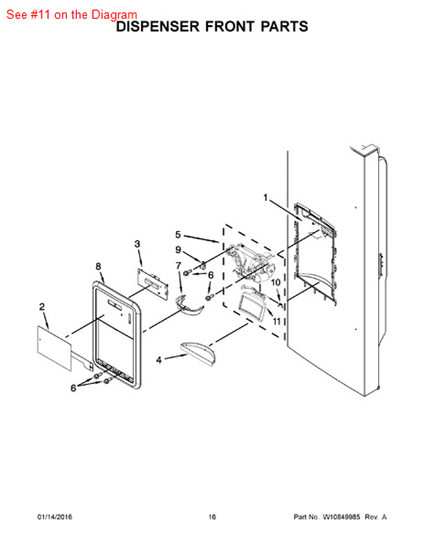 Picture of Whirlpool PAD - Part# W10185234