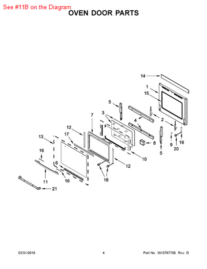 Picture of Whirlpool HNDLE-DOOR - Part# W10186756