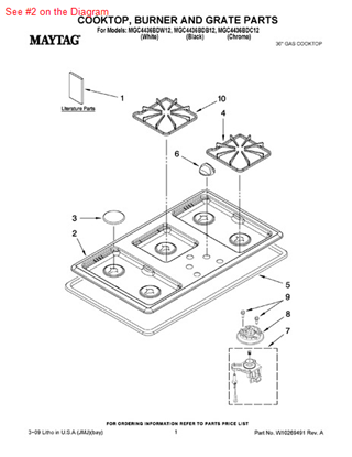 Picture of Whirlpool COOKTOP - Part# W10191059