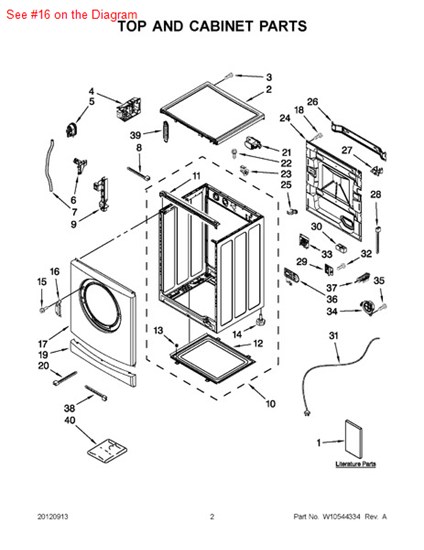 Picture of Whirlpool HINGE - Part# W10193050
