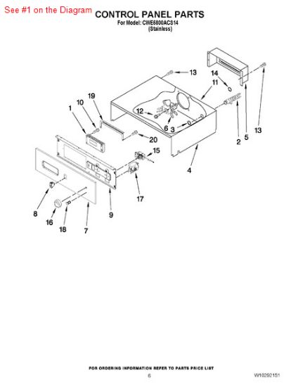 Picture of Whirlpool CLOCK - Part# W10201915