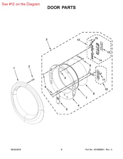 Picture of Whirlpool HINGE - Part# W10208414
