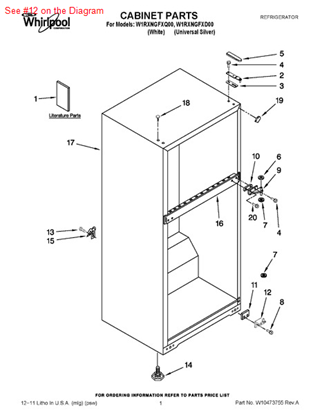 Picture of Whirlpool HINGE-DOOR - Part# W10215063