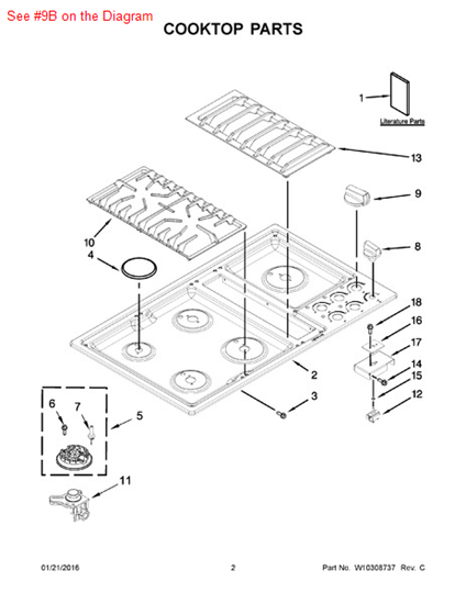 Picture of Whirlpool KNOB - Part# W10236136