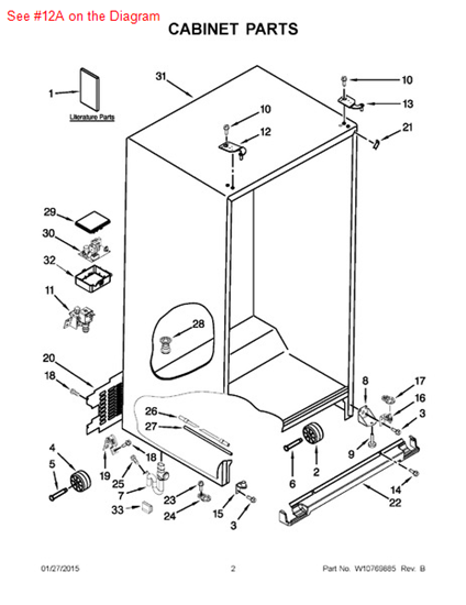 Picture of Whirlpool HINGE-DOOR - Part# W10249920