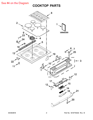 Picture of Whirlpool BURNR-HEAD - Part# W10256028