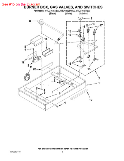 Picture of Whirlpool VALVE-BRNR - Part# W10256087