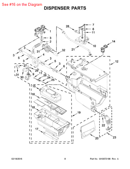 Picture of Whirlpool DISPENSER - Part# W10256661