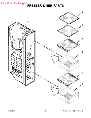Picture of Whirlpool BIN-FREEZR - Part# W10256827