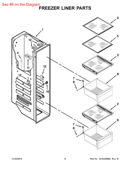 Picture of Whirlpool BIN-FREEZR - Part# W10256827