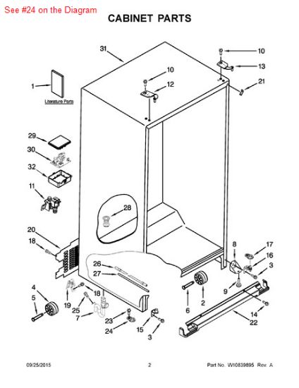 Picture of Whirlpool CAM-DOOR - Part# W10257198