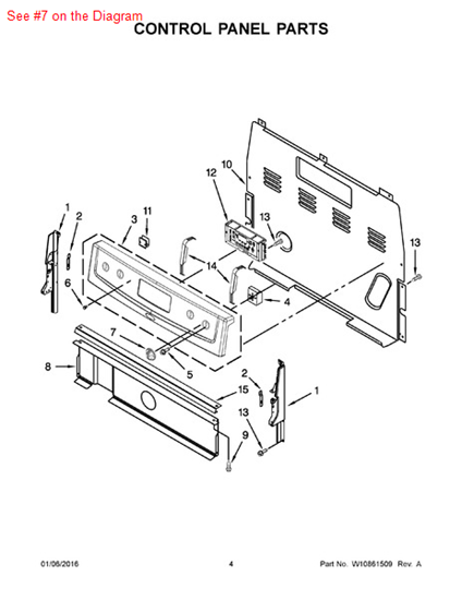 Picture of Whirlpool KNOB - Part# W10259208