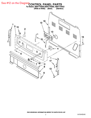 Picture of Whirlpool CNTRL-ELEC - Part# W10271837