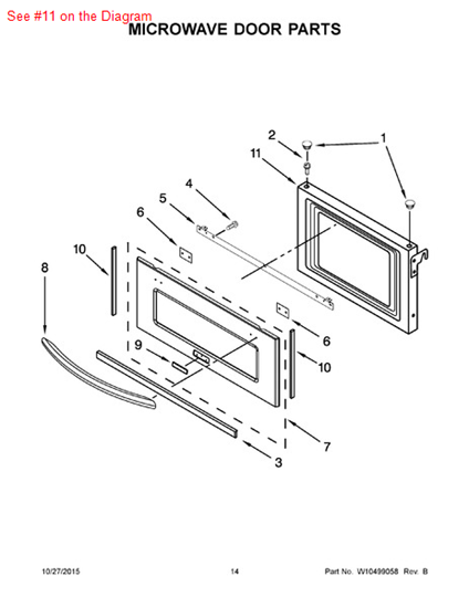 Picture of Whirlpool DOOR/MW - Part# W10288012