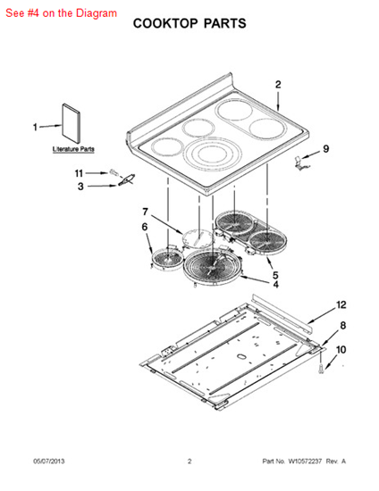 Picture of Whirlpool ELMNT-SURF - Part# W10297138