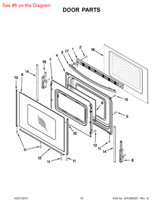 Picture of Whirlpool HINGE-DOOR - Part# W10299226