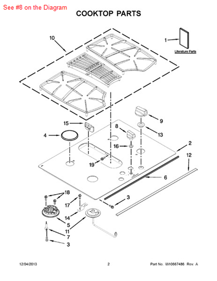 Picture of Whirlpool KNOB - Part# W10303835