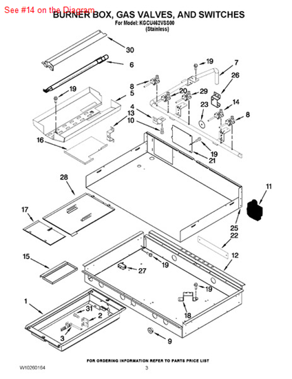 Picture of Whirlpool VALVE-BRNR - Part# W10305286