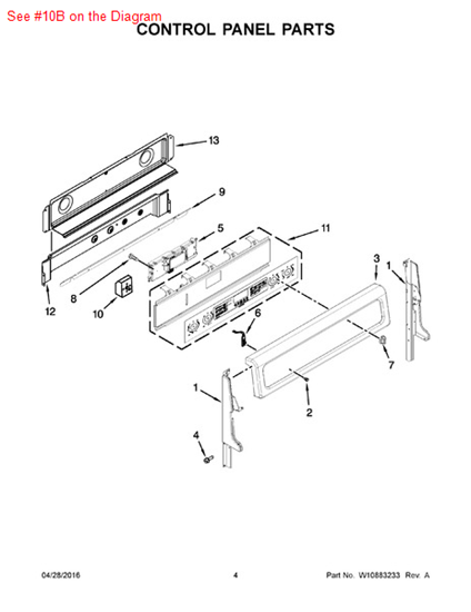 Picture of Whirlpool SWITCH-INF - Part# W10312185