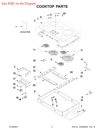Picture of Whirlpool SWITCH-INF - Part# W10312186