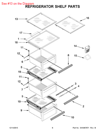 Picture of Whirlpool SHELF-GLAS - Part# W10315527