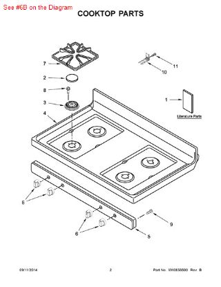 Picture of Whirlpool KNOB - Part# W10339444