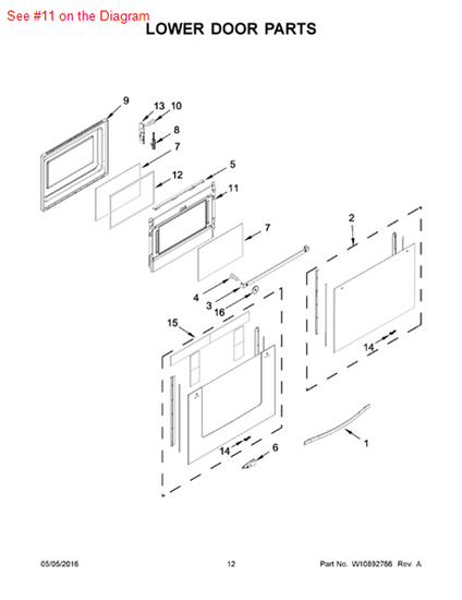 Picture of Whirlpool RETAINER - Part# W10340464