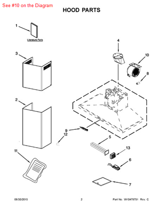 Picture of Whirlpool BLOWER-FAN - Part# W10350820