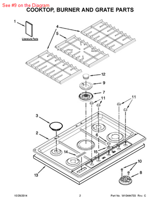 Picture of Whirlpool CAP-BURNER - Part# W10398574