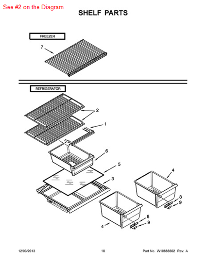 Picture of Whirlpool SHELF-WIRE - Part# W10401588