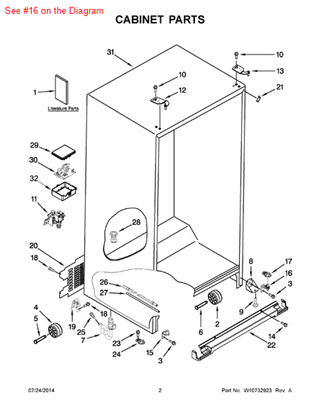 Picture of Whirlpool HINGE-DOOR - Part# W10412758