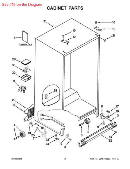 Picture of Whirlpool HINGE-DOOR - Part# W10412758