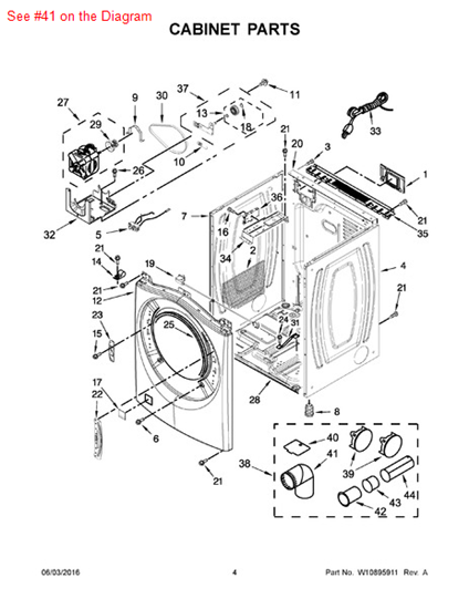 Picture of Whirlpool ELBOW - Part# W10416072