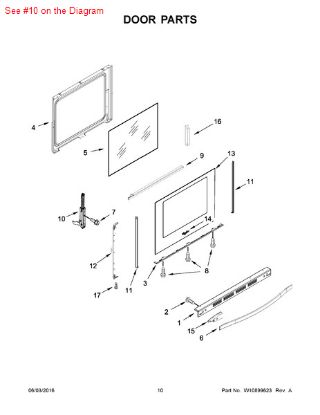 Picture of Whirlpool HINGE-DOOR - Part# W10440013