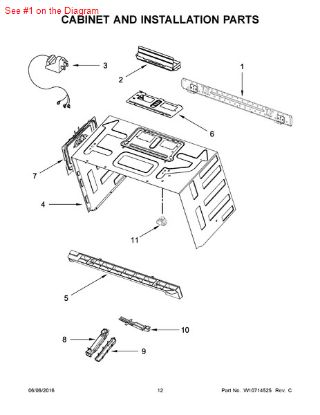 Picture of Samsung Maytag RCA Whirlpool Amana Admiral Sears Kenmore MICROWAVE OVEN Mounting Plate Bracket - Part# W10440498