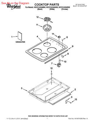 Picture of Whirlpool COOKTOP - Part# W10457743