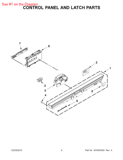 Picture of Whirlpool PANEL-CNTL - Part# W10481114