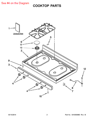 Picture of Whirlpool KNOB - Part# W10483312