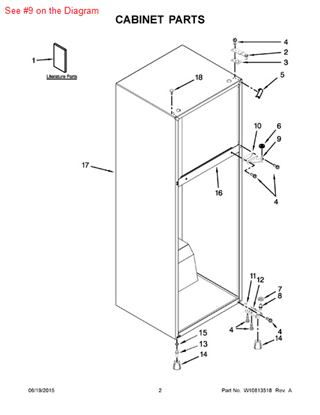 Picture of Whirlpool HINGE-DOOR - Part# W10492014