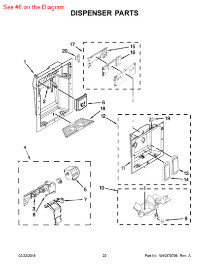 Picture of Whirlpool DOOR-CHUTE - Part# W10504458
