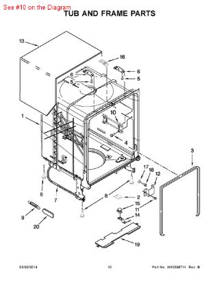 Picture of Whirlpool WHEEL-TUB - Part# W10505751