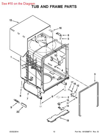 Picture of Whirlpool WHEEL-TUB - Part# W10505751