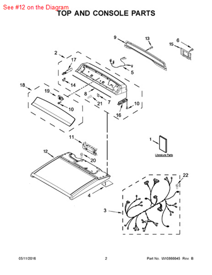 Picture of Whirlpool TOP - Part# W10508981