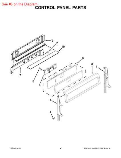 Picture of Whirlpool SWTCH-MEMB - Part# W10528787
