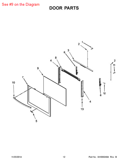 Picture of Whirlpool GLASS-DOOR - Part# W10535767