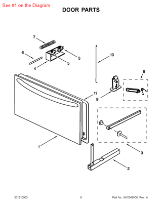 Picture of Whirlpool DOOR/MW - Part# W10549535