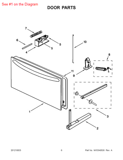 Picture of Whirlpool DOOR/MW - Part# W10549535