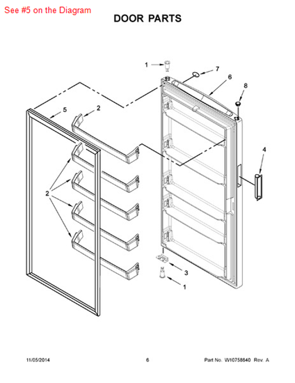 Picture of Whirlpool GASKET-DOR - Part# W10574475