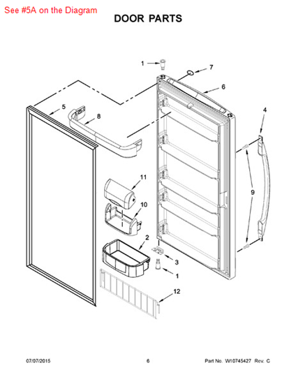 Picture of Whirlpool GASKET-DOR - Part# W10574476