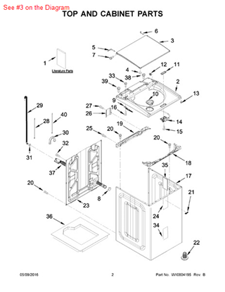 Picture of Whirlpool LID - Part# W10594159